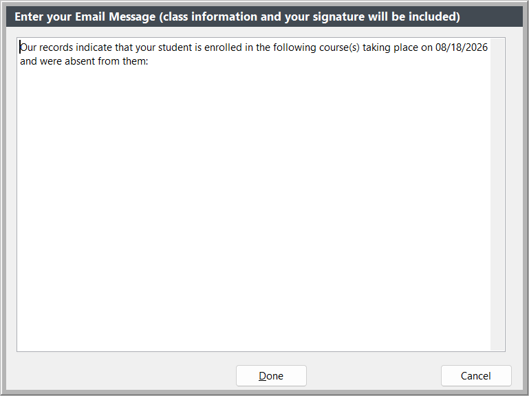 Absent Email Text