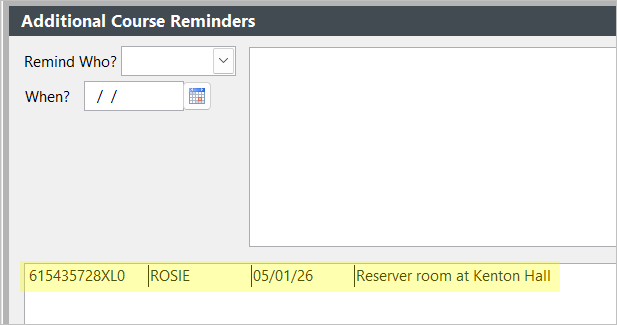 Additional Reminder Added