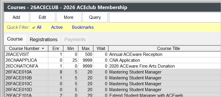 Inactive Courses in Explorer