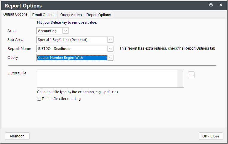 Report Options