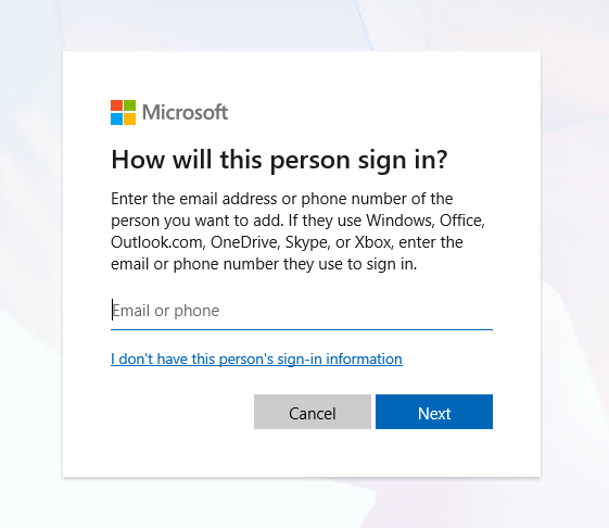 How will this person sign in