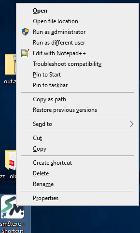 Run as different user context menu option