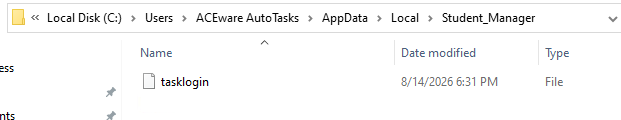 tasklogin file created in the Student Manager AppData folder