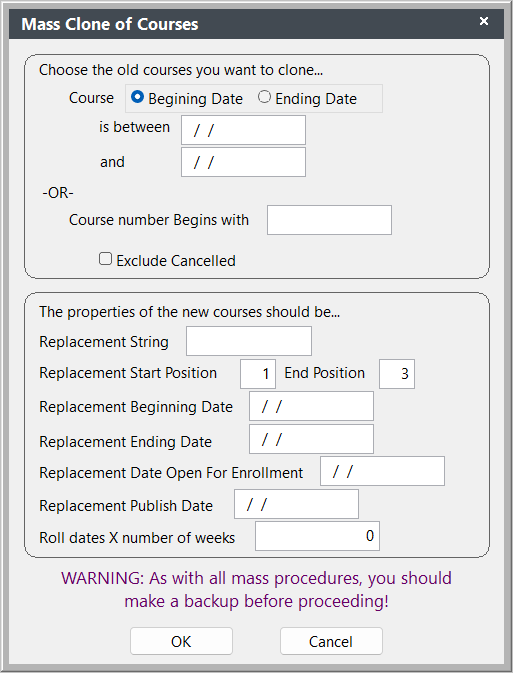 Mass Clone of Courses