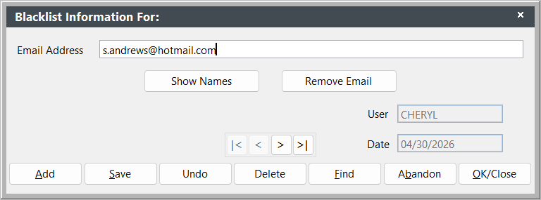 Blacklist Screen