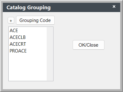Catalog Grouping Codes