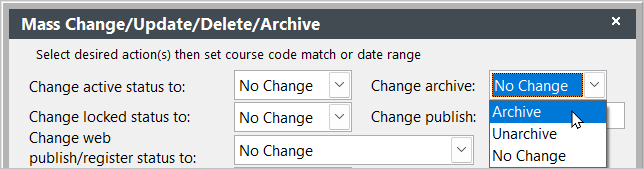 Select Archive from Change Archive list