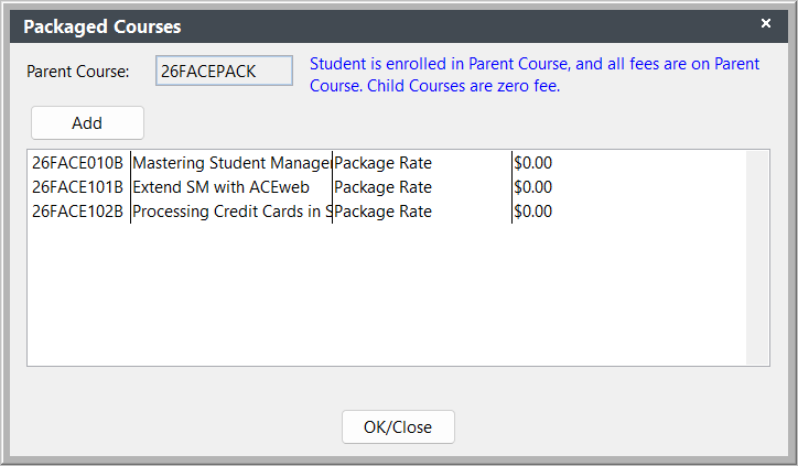 Child Course Added