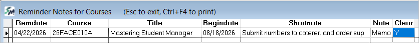 Clear Course Reminder