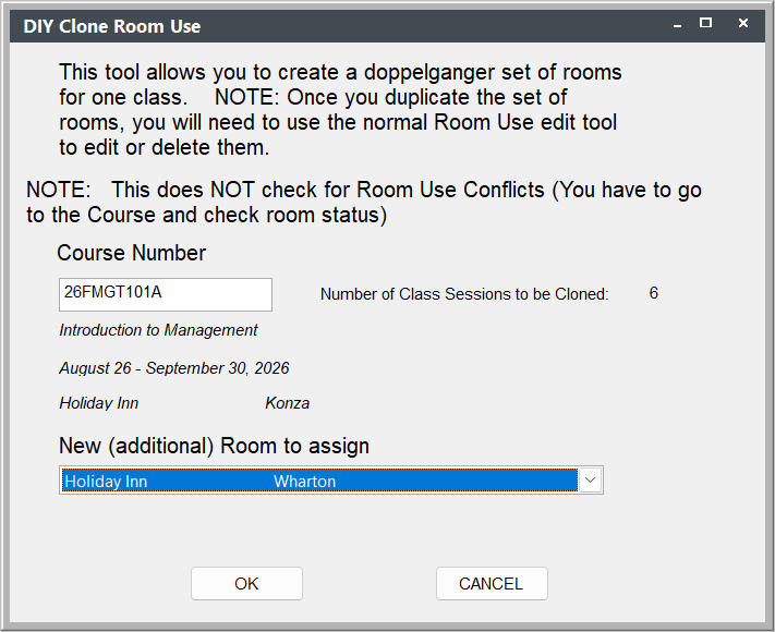 Clone Room Use Screen