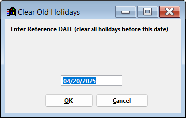 Clear Old Holidays Befored entered date