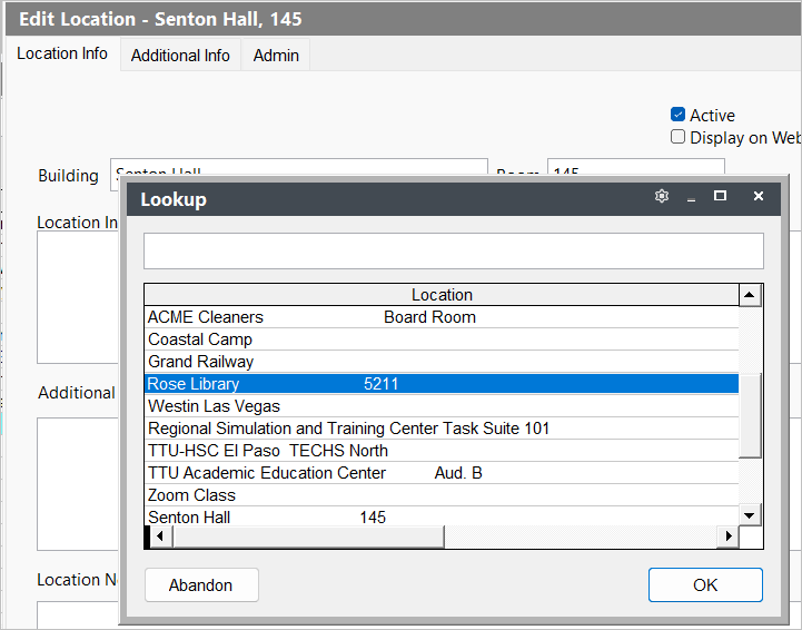 Select Location to Combine