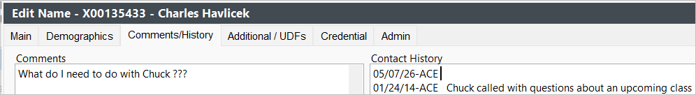 Contact Log