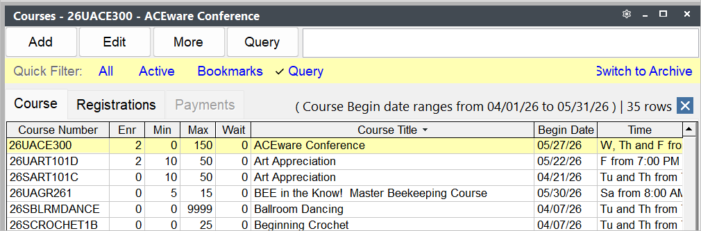 Query applied