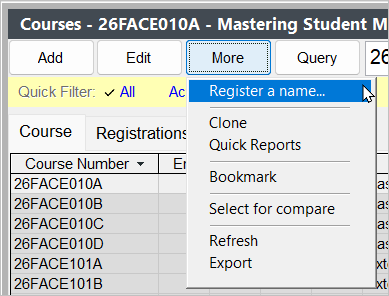 Course Explorer More Options