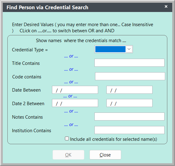 Name Credential Search