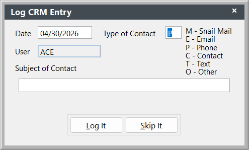 Log CRM Entry