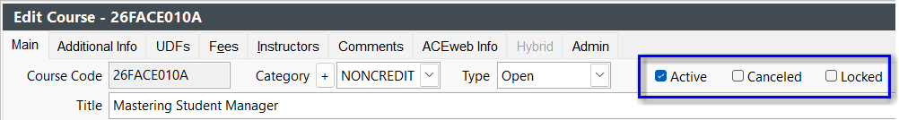 Course Status Options