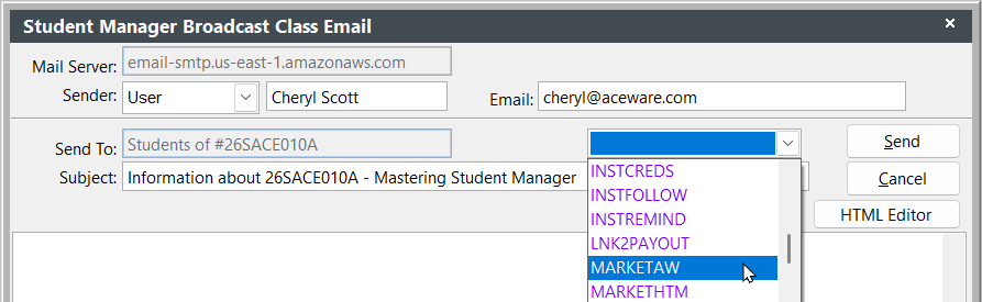 Select Email Template