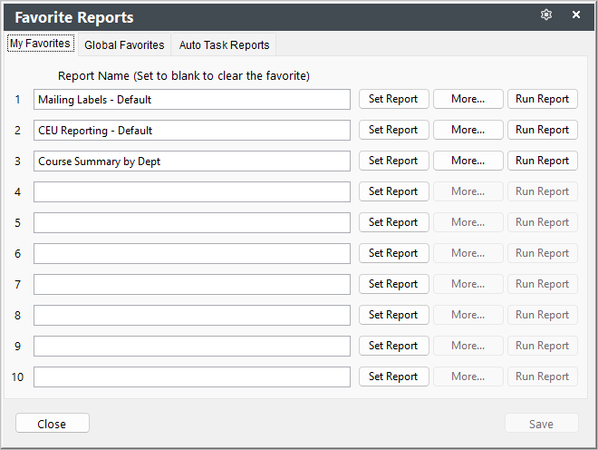 Favorite Reports