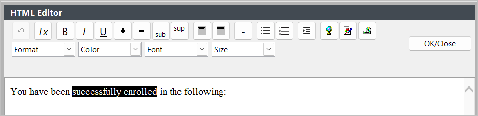 HTML Editor Screen