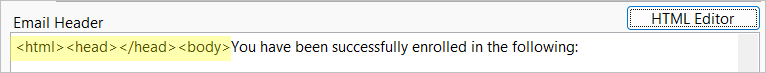 Field updated with HTML code