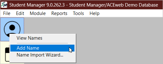 Name Right-click menu