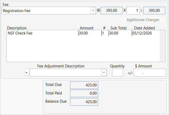 NSF Charge Applied