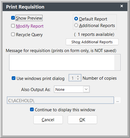 Print Requisition Option