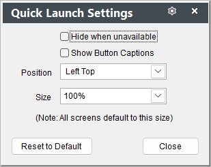 Quick Launch Settings
