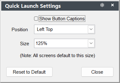 Quick Launch Settings