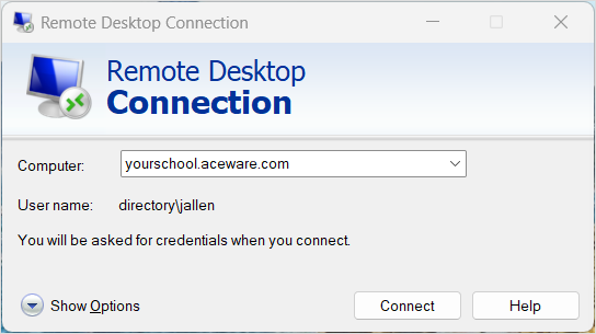 Remote Desktop Gateway Username