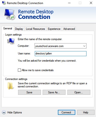 Remote Desktop Gateway Settings