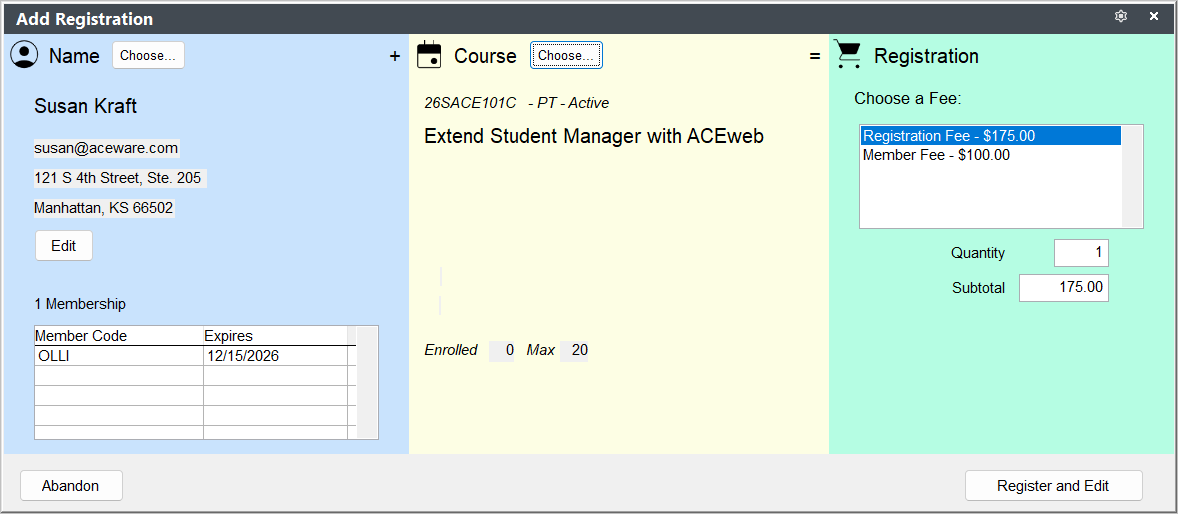 Registration Options