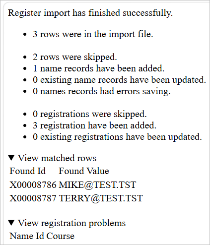 Import Report