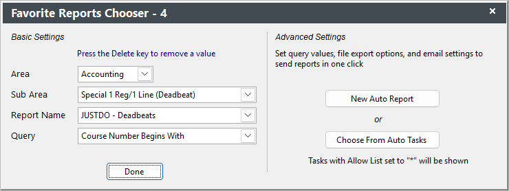 Adding Favorite Report