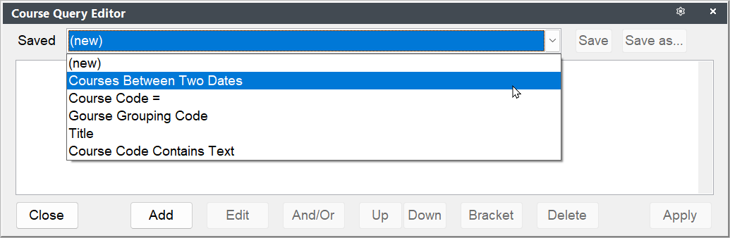 Search Query screen