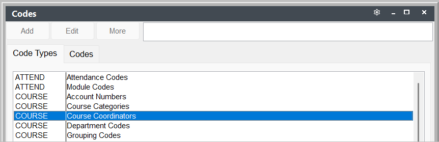 Select Code Type