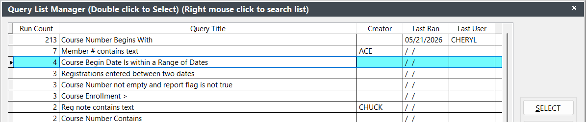 Select Query