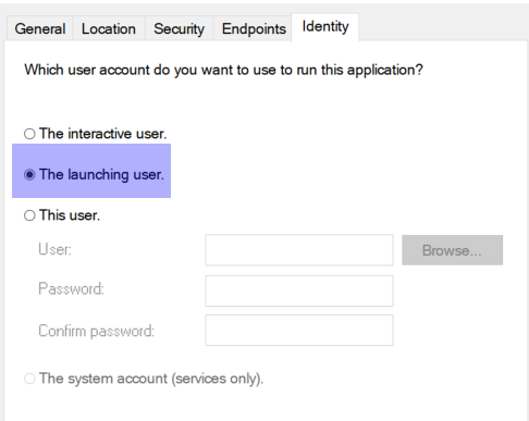 DCOM Launching User Identity