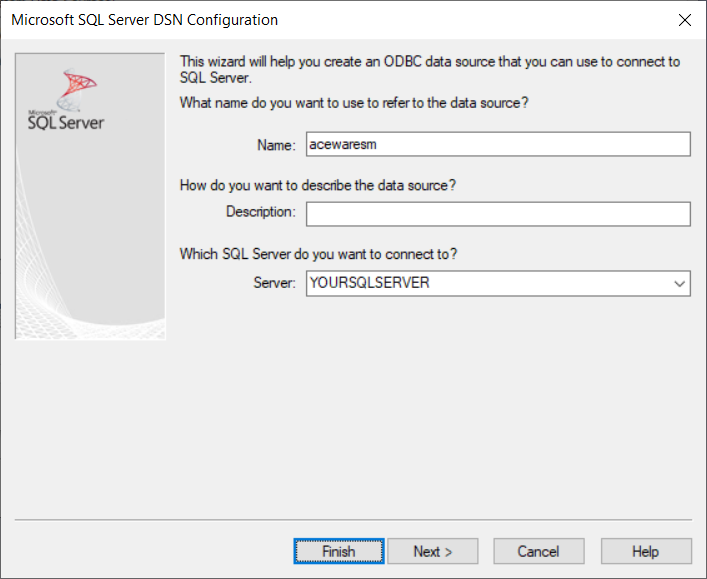 Name the DSN and select the server