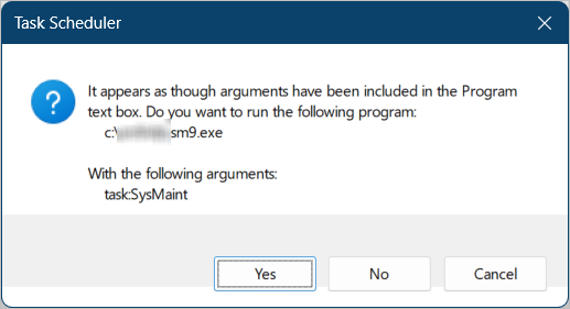 Task Scheduler Confirmation