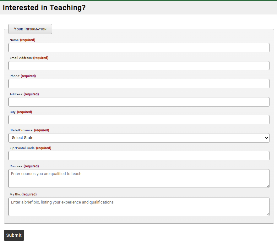 Teach for Us Page