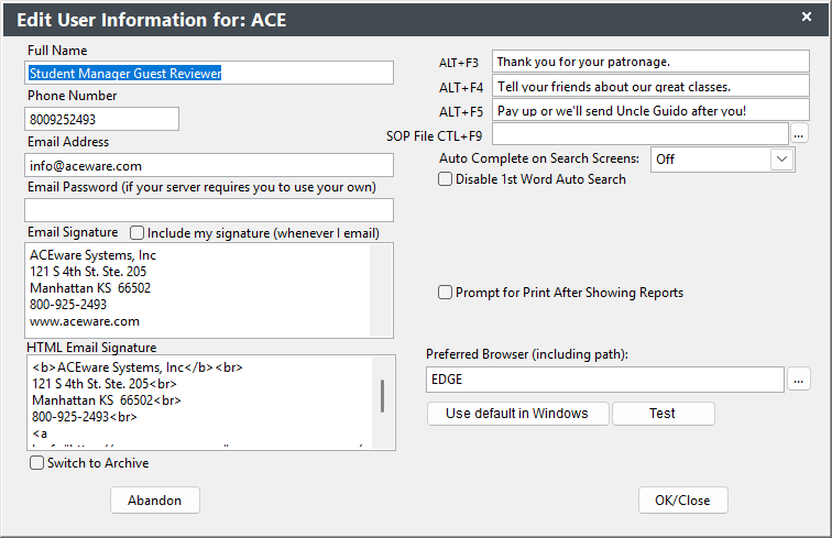 Edit User Information