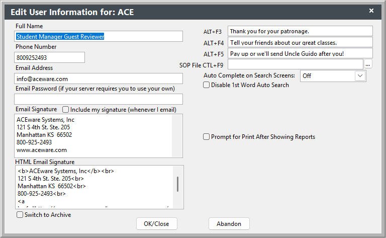 Edit User Information