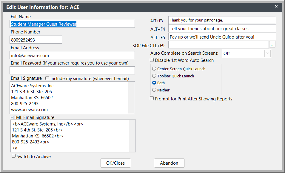 Edit User Information