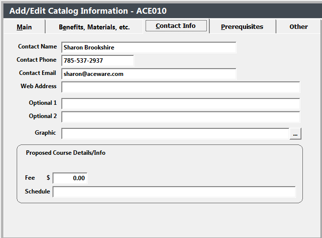 Catalog Contact Info Tab