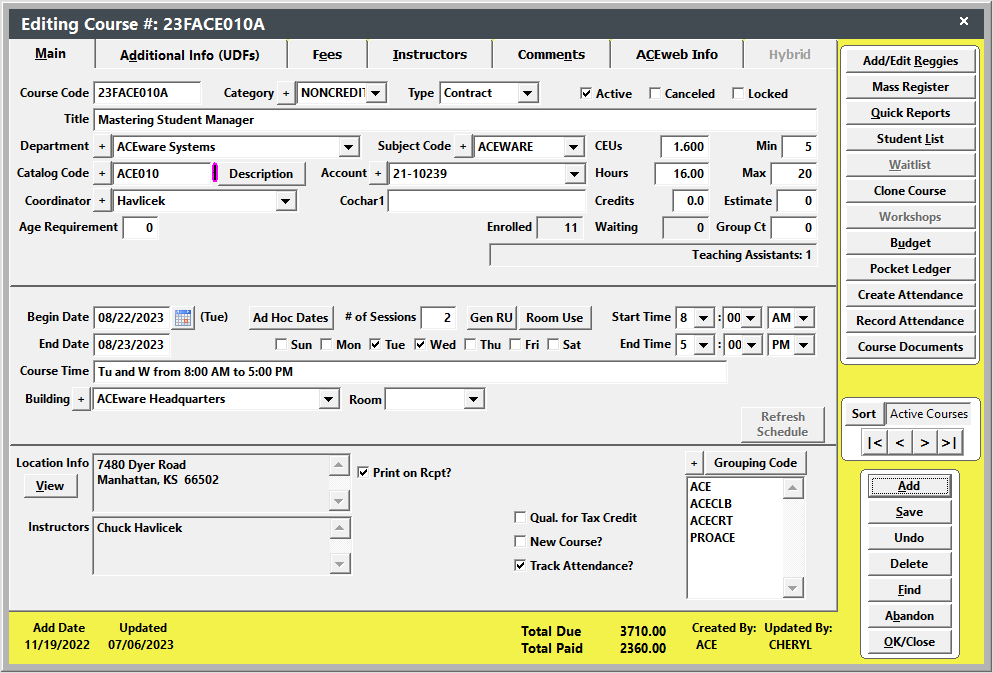 Course Screen