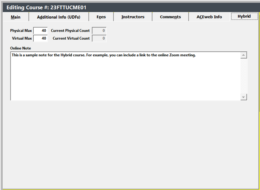 Course Hybrid Tab