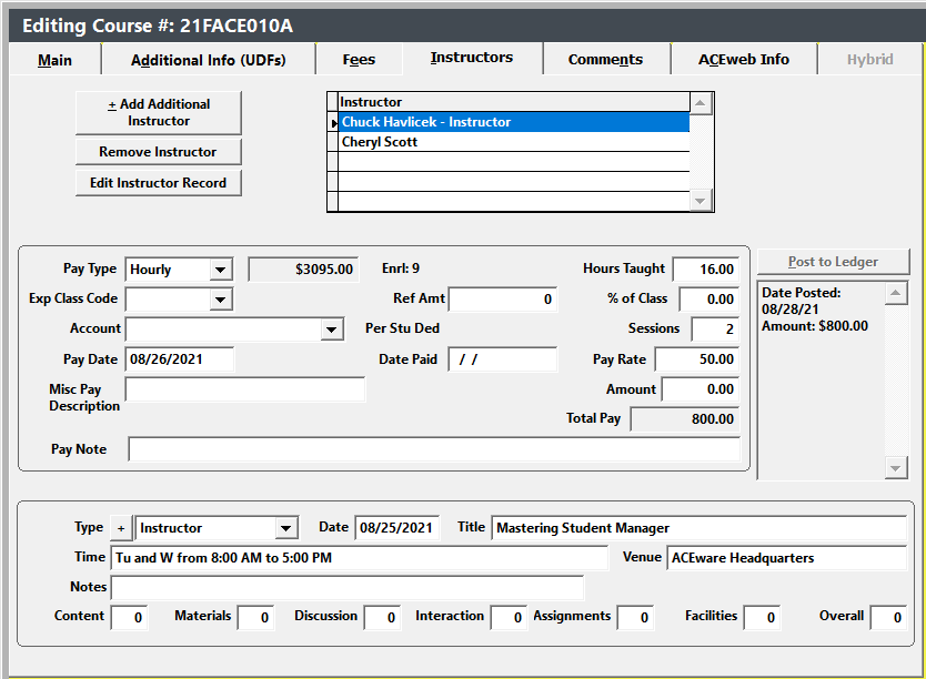 Course Instructor Tab